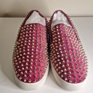 Christian Louboutin Roller Boat Studs Sneakers Velvet Men's Slip Ons